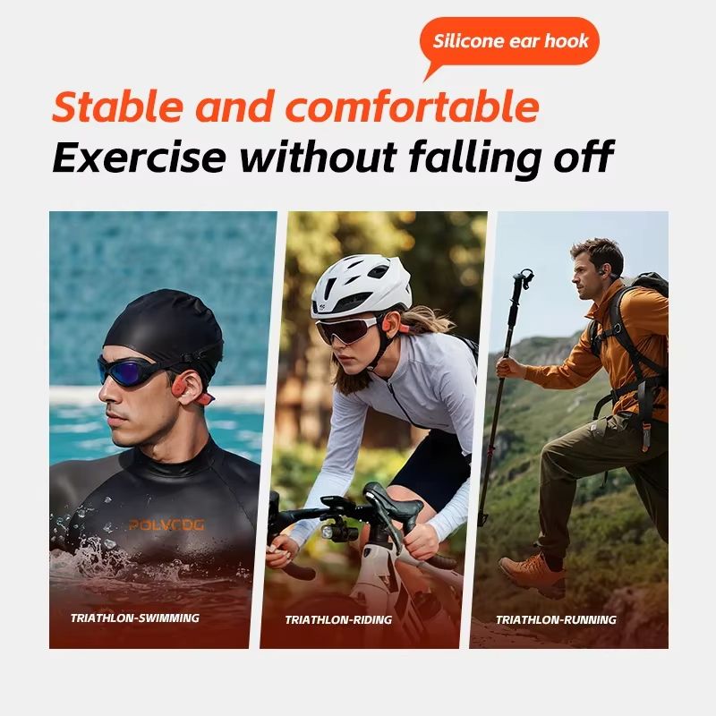 POLVCDG X16 Bone Conduction Waterproof Headphones 32GB Bluetooth 5.4