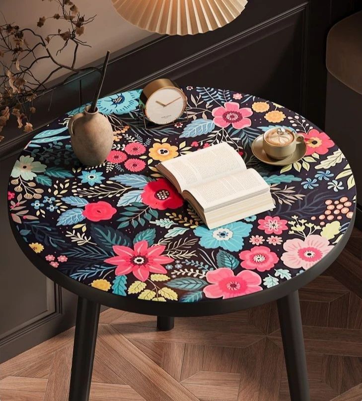 Mandala Wooden Round Side Table