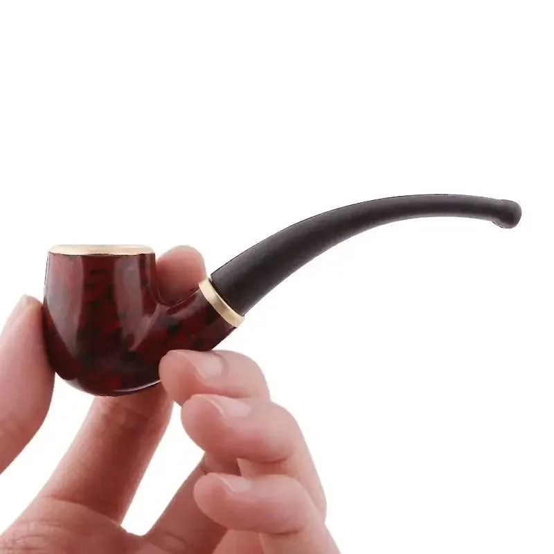 ClassicCraft Imitation Wood Resin Smoking Pipe with Copper Bowl