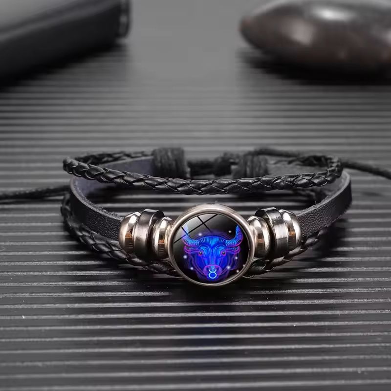 Zodiac Sign Glow Leather Bracelet Multilayer Gift