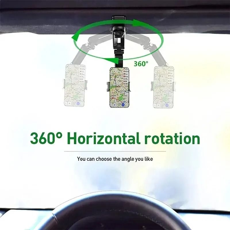1080° Rotating Sun Visor Car Phone Holder | Universal GPS Mount & Clip Bracket for iPhone, Samsung & Xiaomi