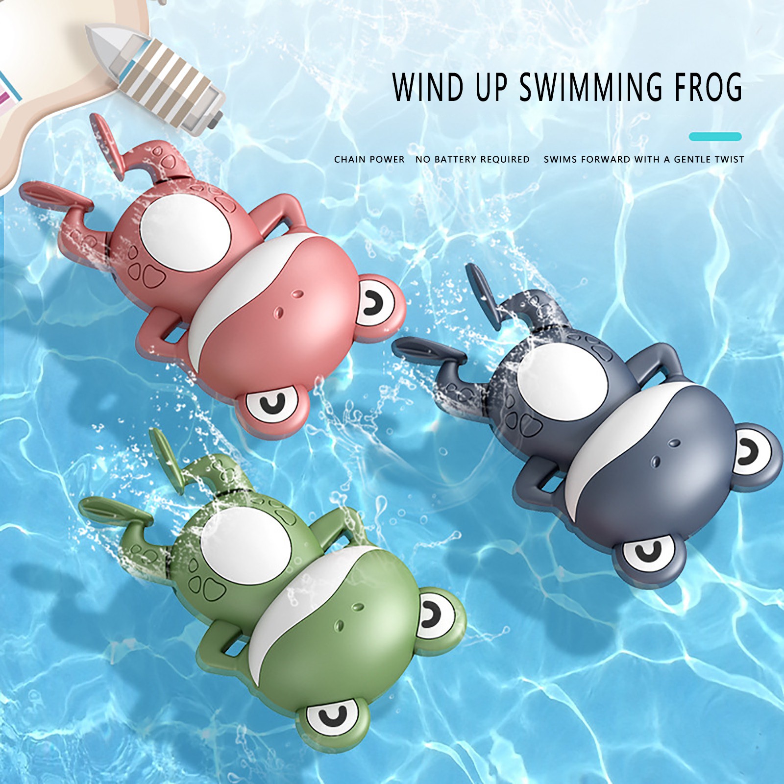 New Baby Bath Swimming Toy, Cute Frogs Clockwork Bath Toy for Children, Bath Toys