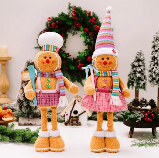 Retractable Leg Gingerbread Man Christmas Decoration Doll