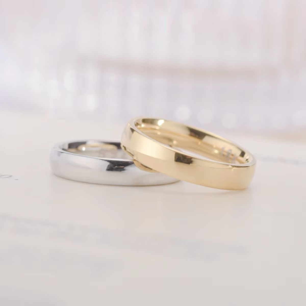 Gold Plated Simple Couple Wedding Engagement Ring