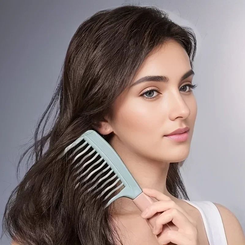 Dual Wide-Tooth Curly Hair Comb – Volumizing Wide Tooth Comb for Detangling & Scalp Massage