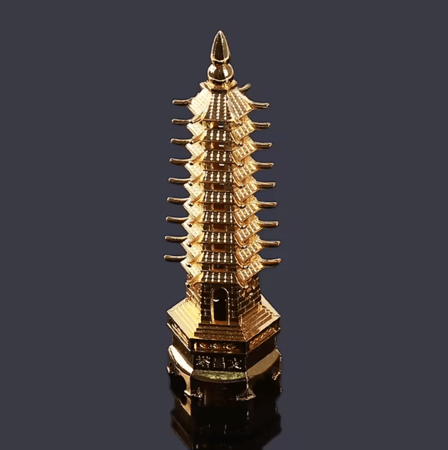 Feng Shui Wenchang Pagoda Tower – Zinc Alloy Wisdom & Success Desk Decor