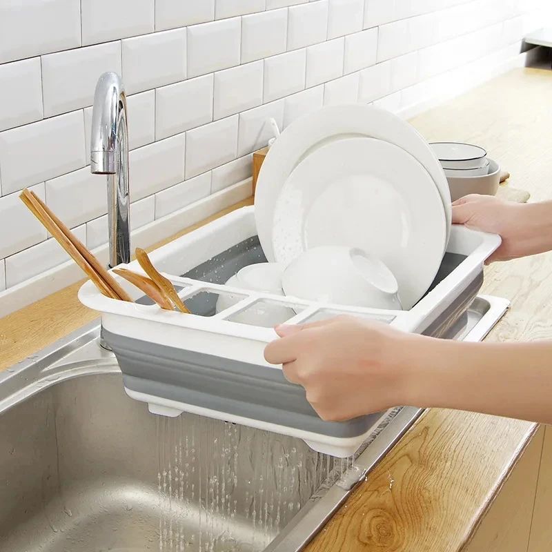 Foldable Dish Drying Rack with Drain Tray