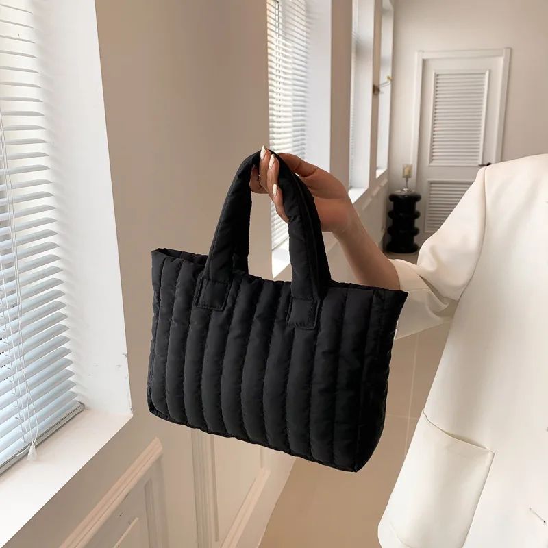 Women's Large Capacity Tote Bag, Cotton Padded Nylon Handbag Casual Fashion Shoulder Bag for Daily Use