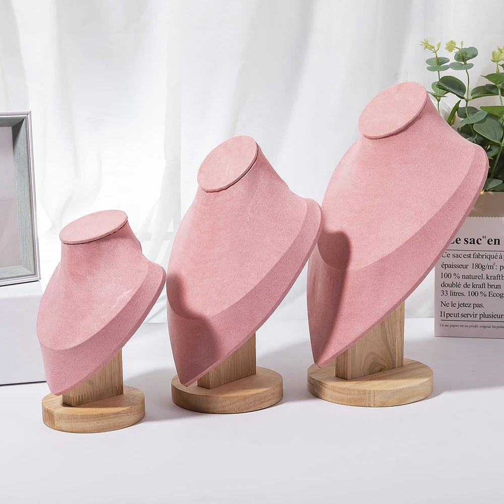 Wooden Mannequin Bust Necklace Display Stand Jewelry Holder