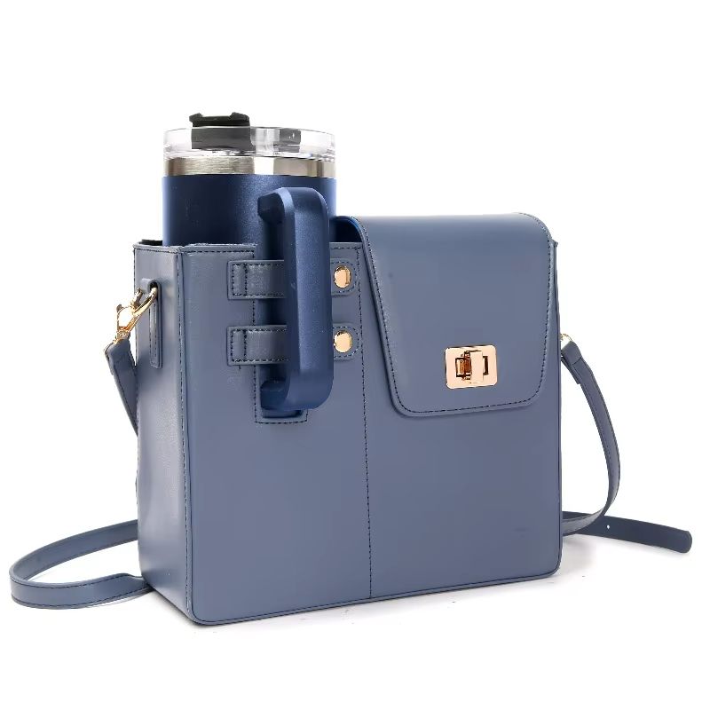 CarryEase Water Bottle Carrying Bag – Strap Style Stanley Tumbler Pouch & Coffee Cup Sleeve