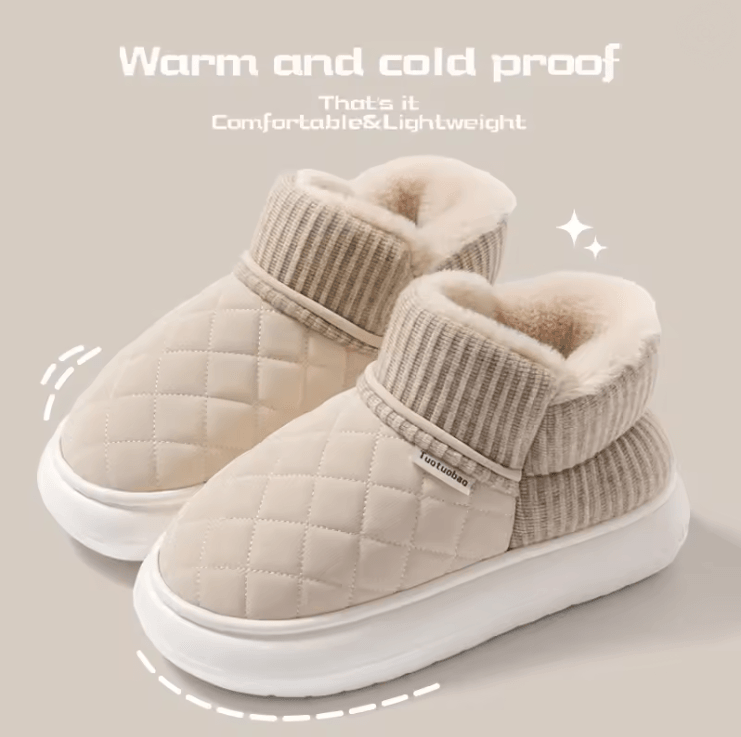 ThermaStep Thick Soled Anti Slip Winter Cotton Slippers with Fleece Lining