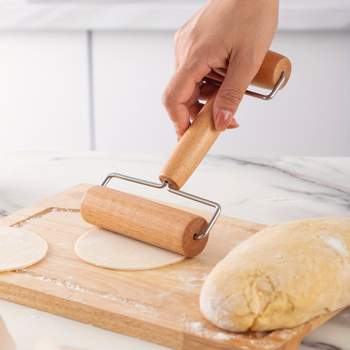 Double Dough Roller for Pottery, Ceramic, Polymer Clay, Wooden Roller for Diamond Rhinestone Embroidery