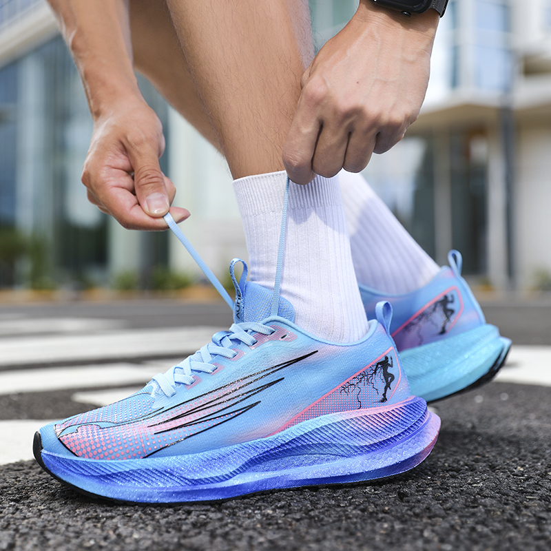 Lightweight Marathon Running Shoes with Carbon Plate and Air Cushion Comfortable Breathable Nonskid Sports Sneakers