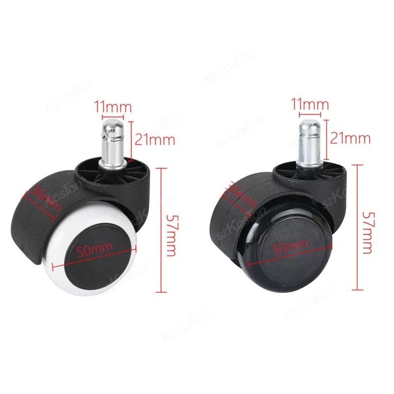 5 Pcs Universal Office Chair Wheels 2 Inch Heavy Duty Swivel Casters with Rubber Brake