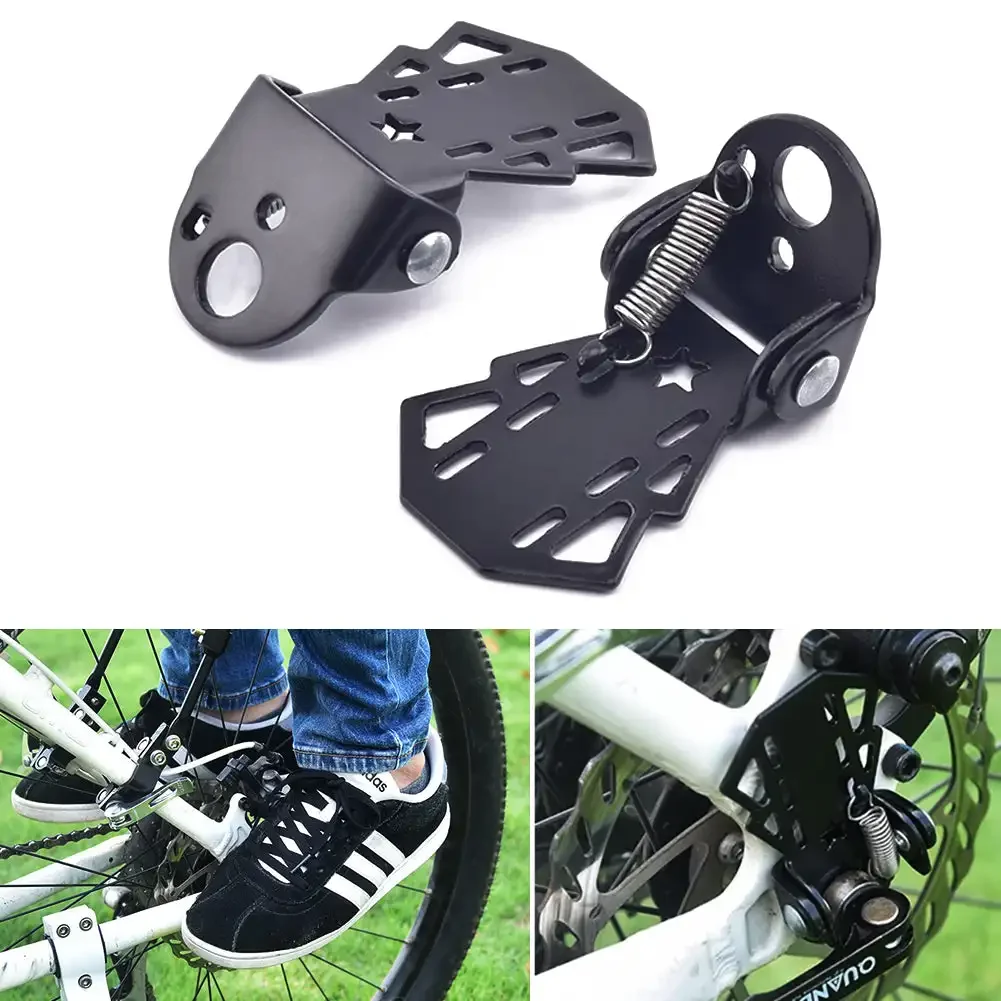 Bike Rear Foot Pedals Set, Heavy-Duty Cycling Footrests for Passenger Comfort, Mounts on Rear Wheel Axle