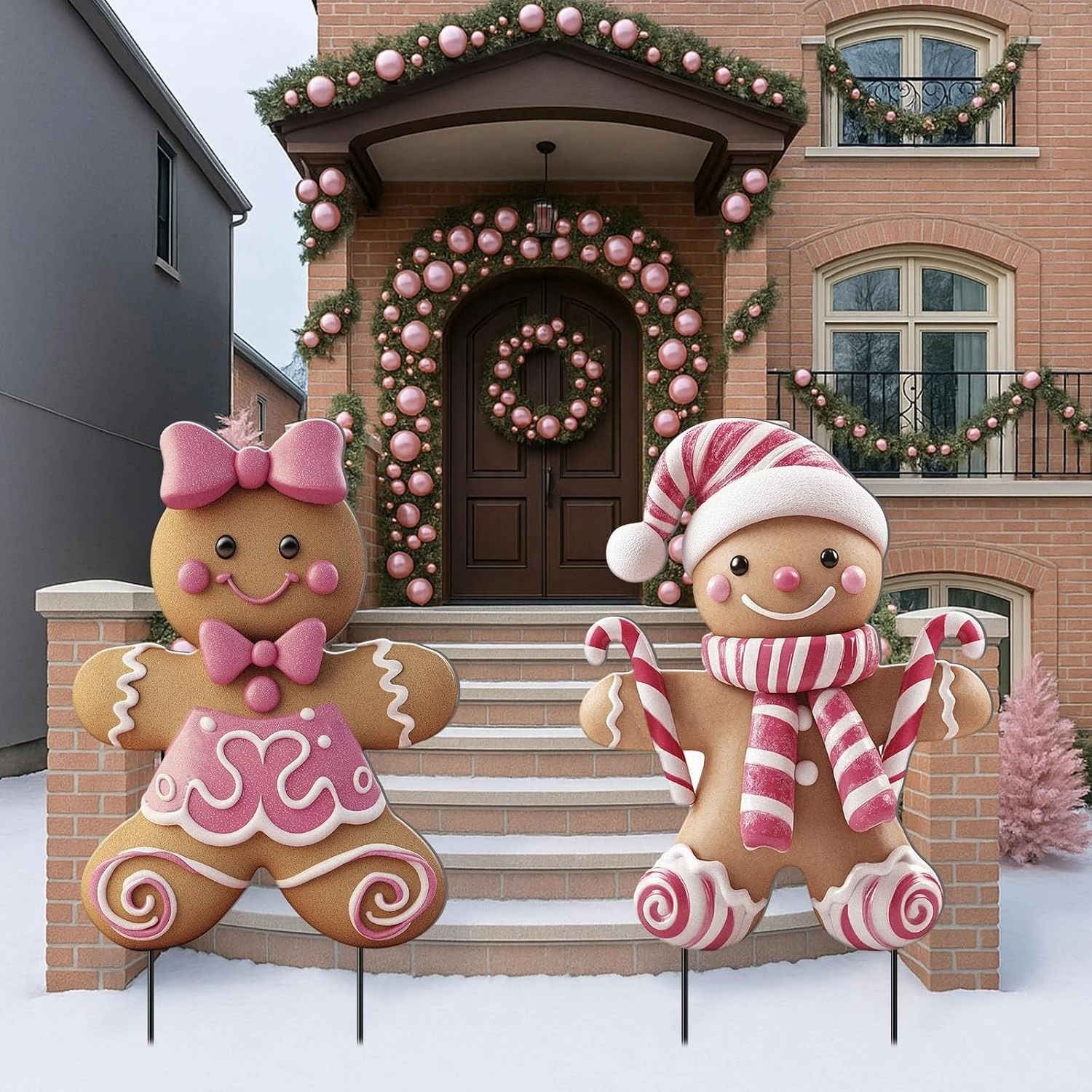 Create a magical holiday atmosphere with the Festive Christmas Boy and Girl Yard Stakes. These charming three dimensiona