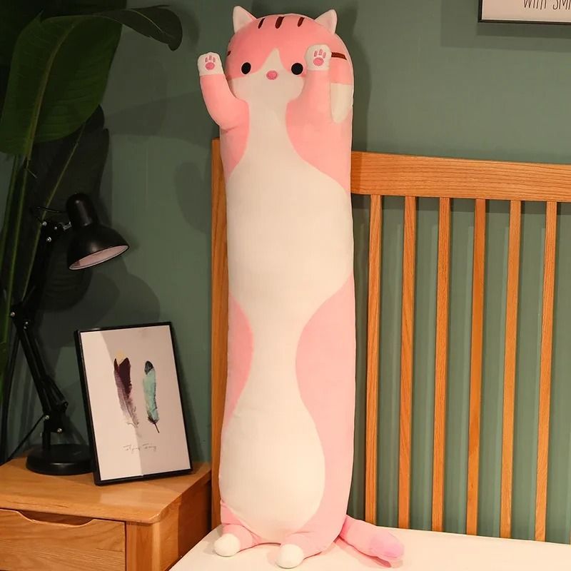 Long Cat Plush Pillow Soft Sleeping Plushie Doll