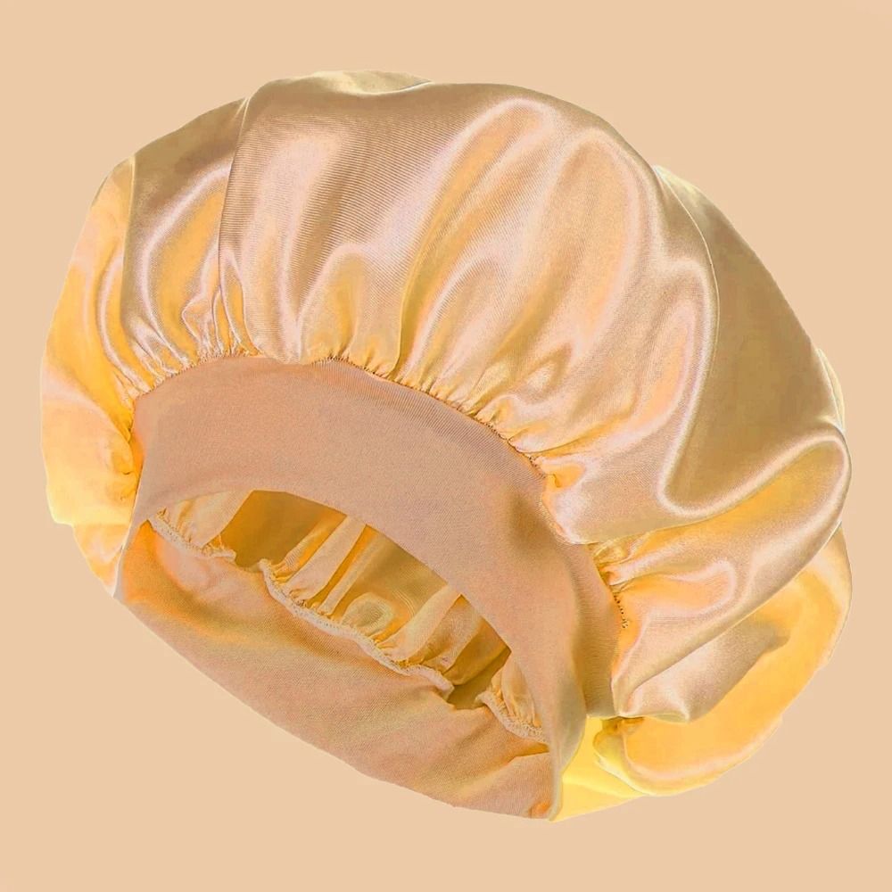 Women Satin Shower Cap Wide Brim Bonnet