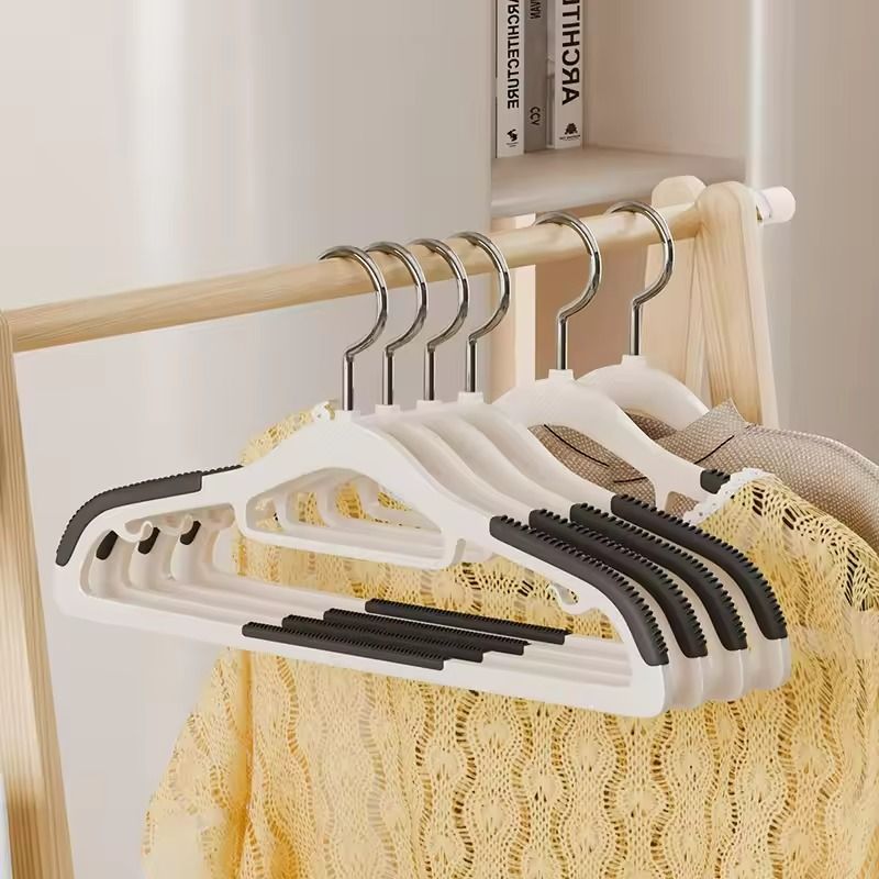 10PCS Anti-Slip Clothes Hangers – Non-Marking Design with Rotating Metal Hook for Home & Dorm