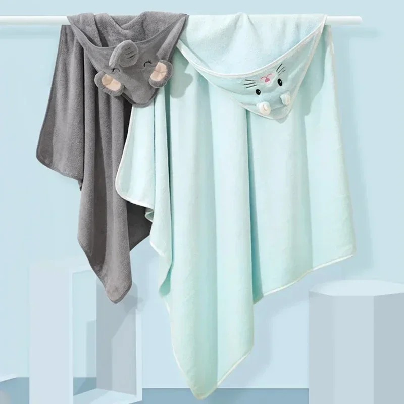 Toddler Bathrobe Warm Sleeping Swaddle Wrap Baby Hooded Bath Towels Cartoon Animal Soft Towel Blanket