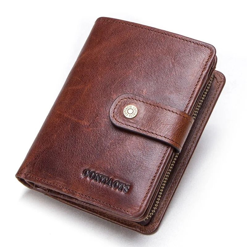Genuine Leather RFID Blocking Wallet with Coin Pocket