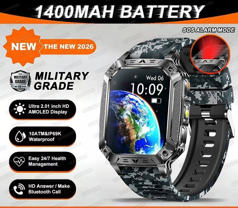 TANK Ultra Military Smart Watch – 1400mAh Battery & 2.01