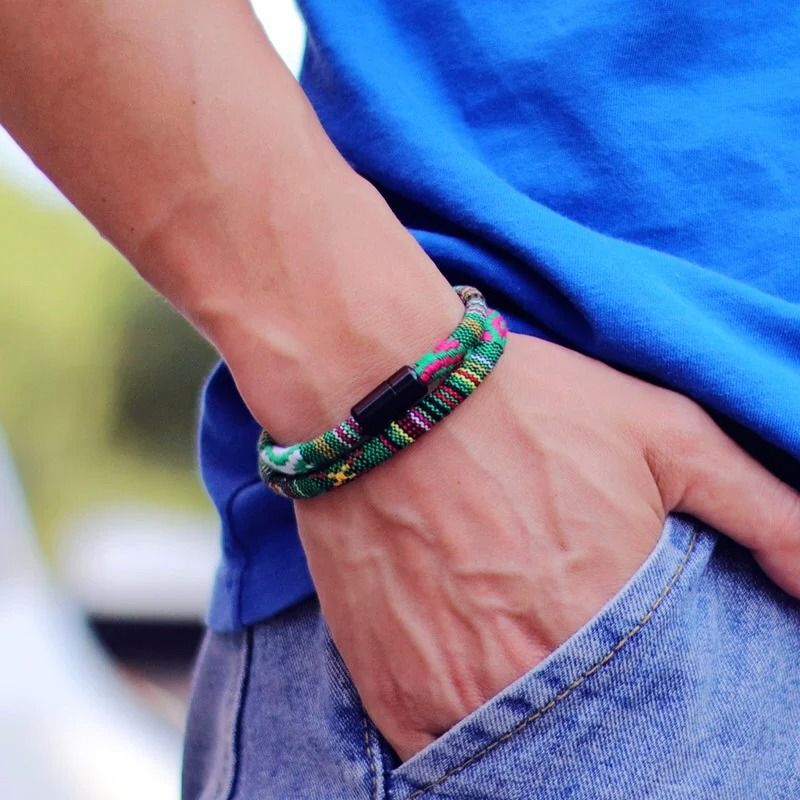 Mens Bohemian Magnetic Rope Bracelet