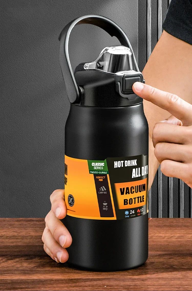 304 Stainless Steel Vacuum Insulated Tumbler with Straw Large Capacity Thermos Bottle