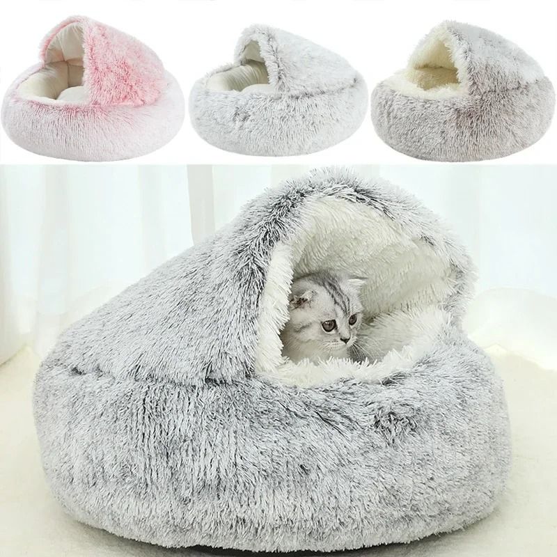 2 In 1 Plush Round Pet Bed and Sleep Bag