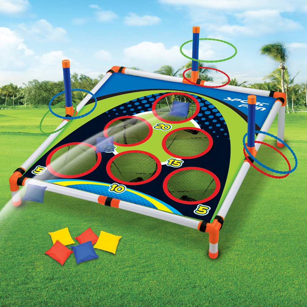 Outdoor Yard Toss Game Toy, Portable Cornhole Throwing Circle Ferrule Board Set, Easy Assemble Fun for Kids and Adults