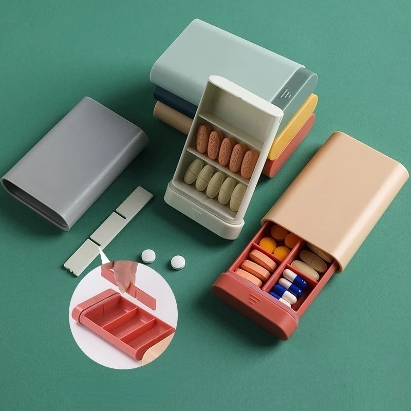 Mini travel pill organizer 7-Day vitamin organizer with 6 Compartments per Day