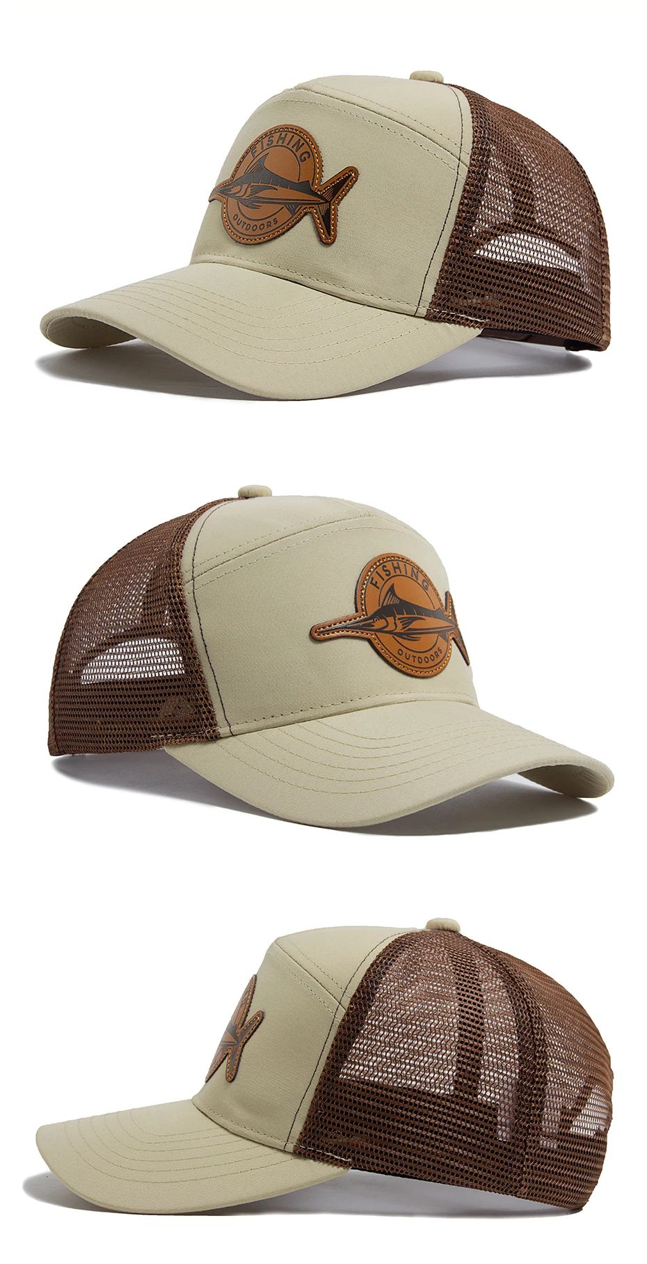 Shark Leather Label 7 Panel Mesh Trucker Cap