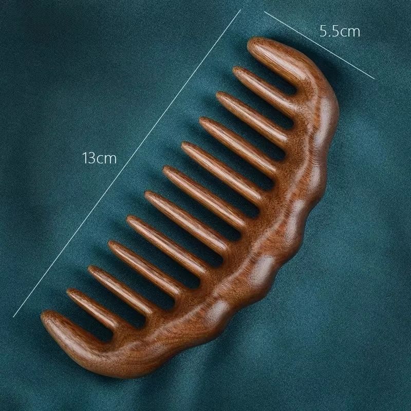 Natural Sandalwood Wide Tooth Comb Anti Static Wooden Detangling Comb Scalp Massage Hair Care Tool