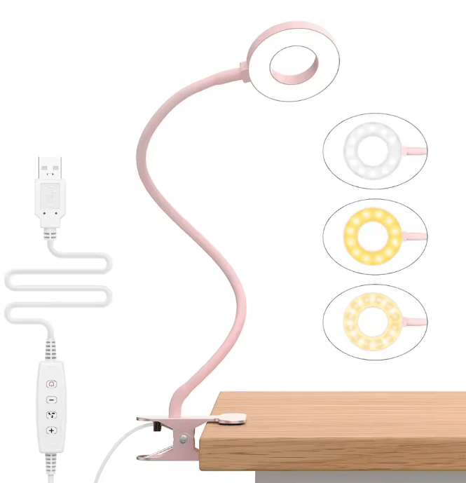 USB LED Clip On Desk Lamp Flexible Book Reading Light