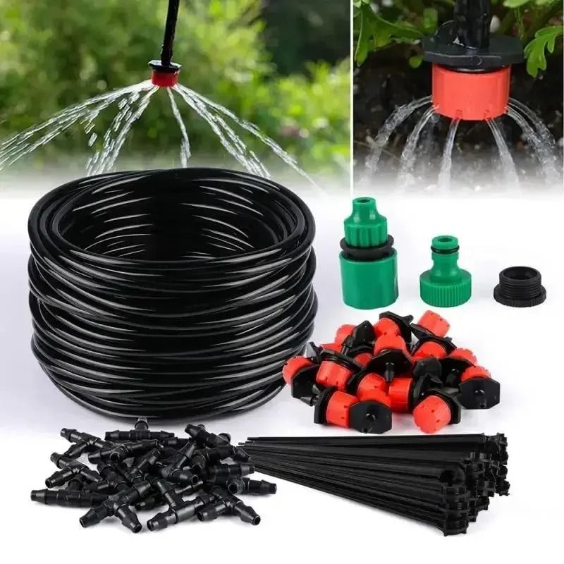 Automatic Watering Garden Hose Micro Drip Watering Kit Adjustable Nozzle System