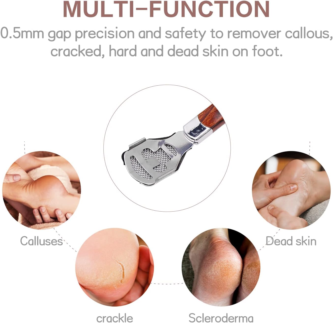 Professional Pedicure Callus Remover Set Stainless Steel Foot File with Replaceable Blades