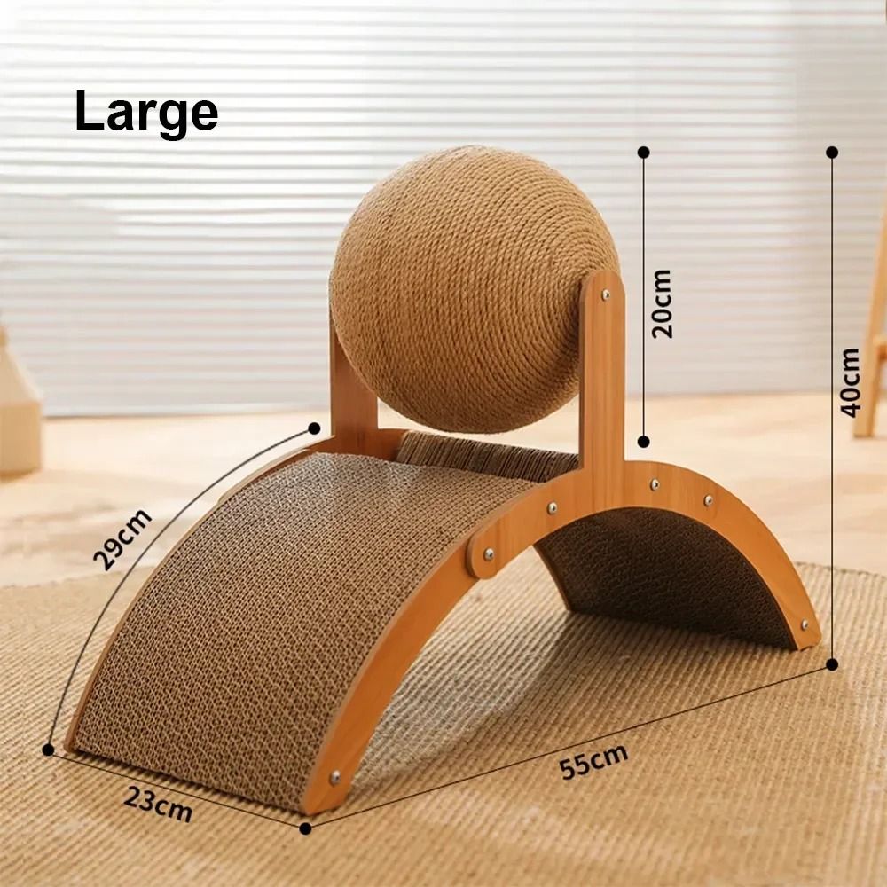2-in-1 Wooden Cat Scratching Ball with Sisal Board