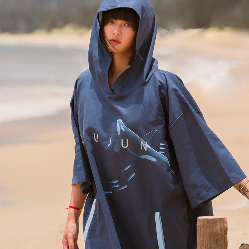 Quick Dry Surf Poncho Changing Robe with Hood for Women Beach & Swim Cover