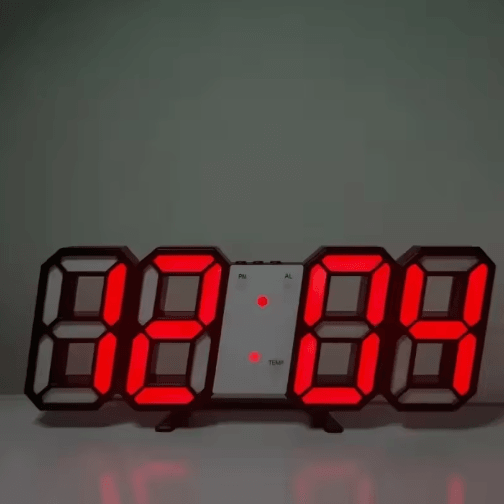 3D LED Digital Wall Clock – Alarm Clock with Time, Date & Temperature Display