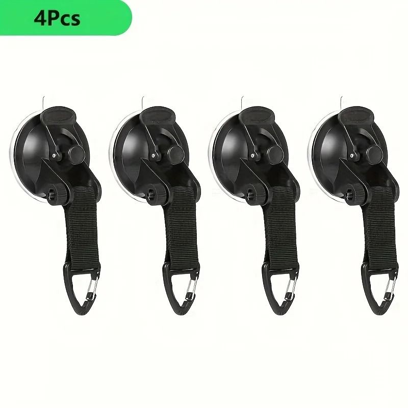 Portable Suction Cup Hooks with Safety Lock Heavy Duty Camping and Outdoor Accessories Set of 4