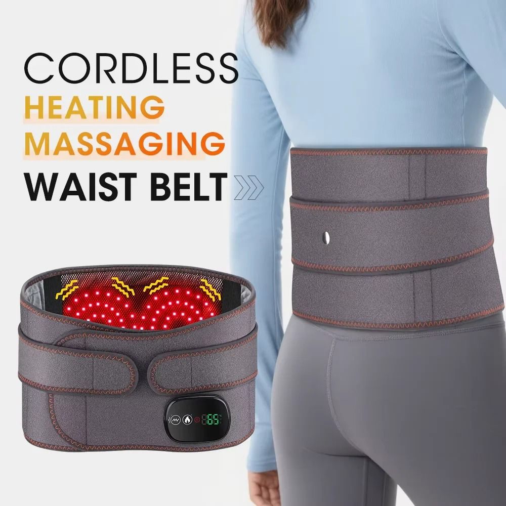 Cordless Heated Waist Belt Massager for Lumbar Decompression and Muscle Relief
