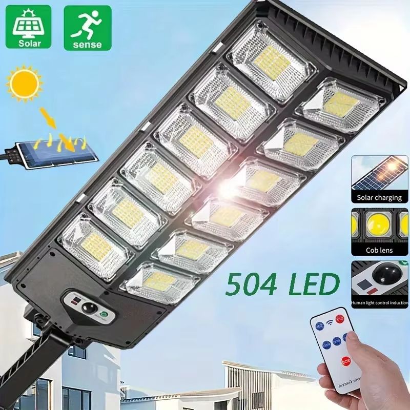 504 LED Solar Street Light – Ultra-Bright Outdoor Motion Sensor with Remote Control & Waterproof Design