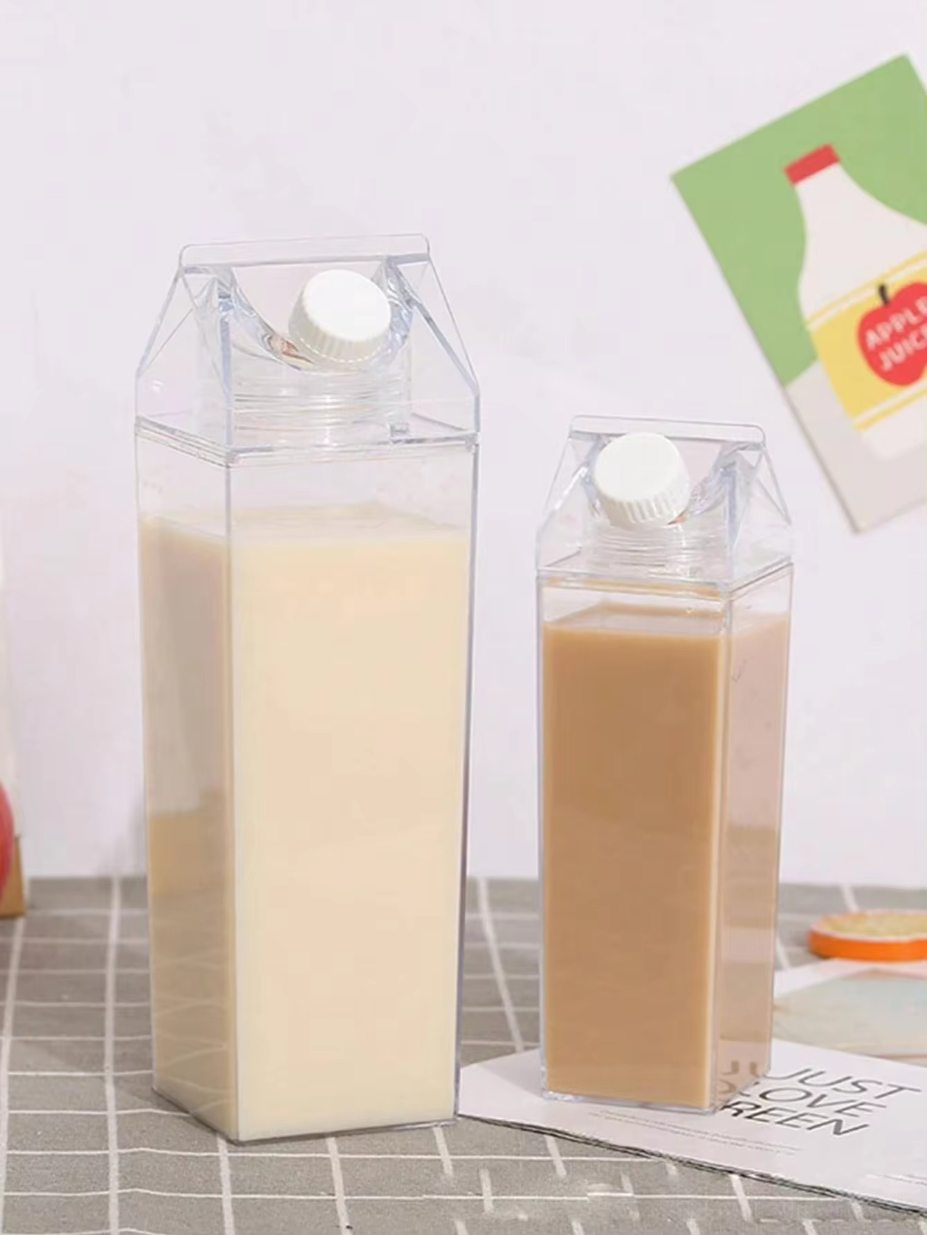 Portable Clear Box Milk Carton Water Bottle Transparent Plastic for Tea Juice Milk Bottles