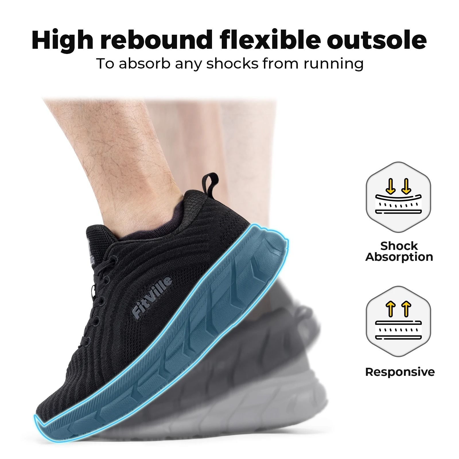 Wide Toe Box Cushioned Running Shoes Extra Wide Breathable Non Slip Sneakers for Men
