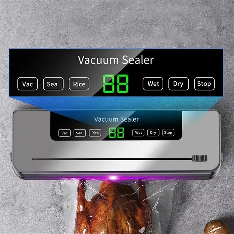 Electric Vacuum Sealer One-Touch Food Packaging Machine – Kitchen Vacuum Storage Tool with Built-In Cutter