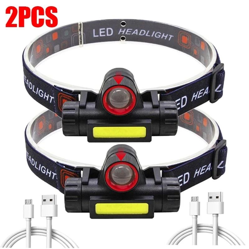 Rechargeable LED Headlamp with Dual Light Sources and Magnetic Base