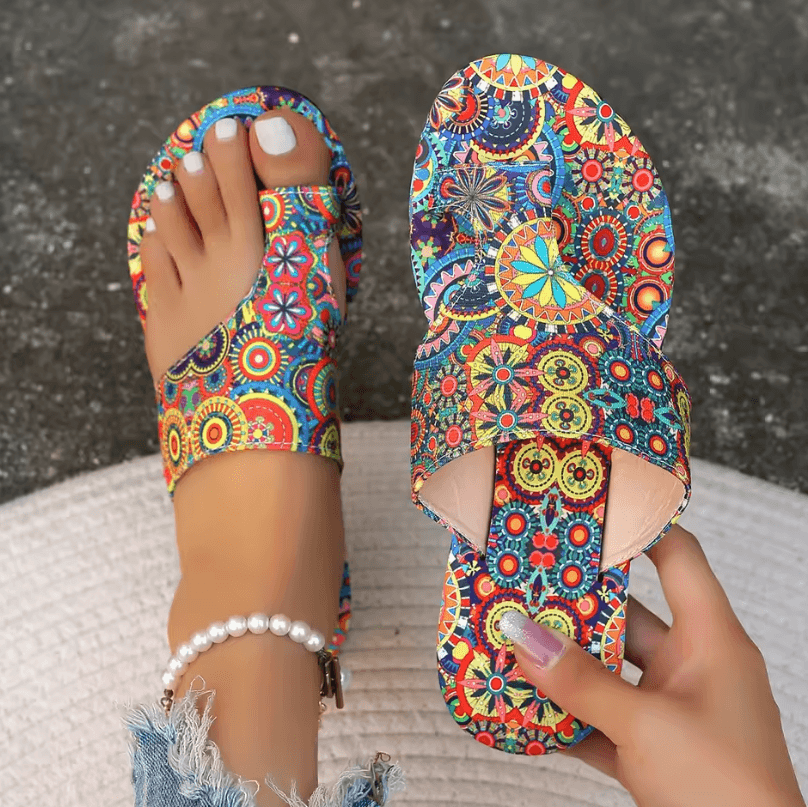 Womens Bohemian Flower Sandals – Casual Lightweight Flip Flops and Summer Slides (Big Sizes)