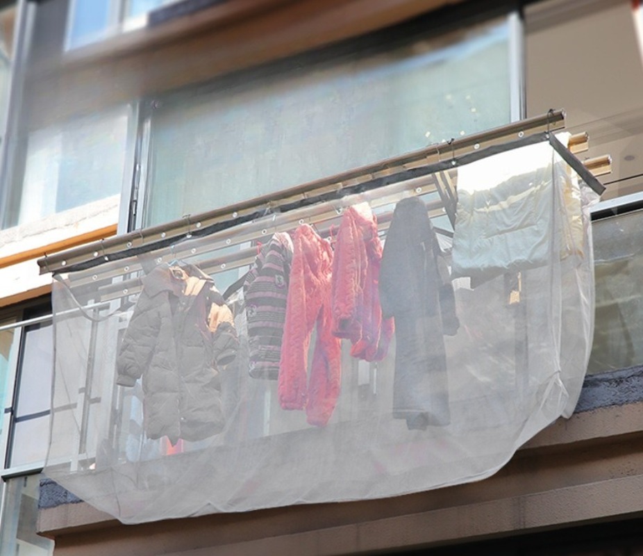 Anti-drop Mesh Cover for Clothes, Outdoor High-rise Balcony Telescopic Drying Pocket, Household Clothes Protector