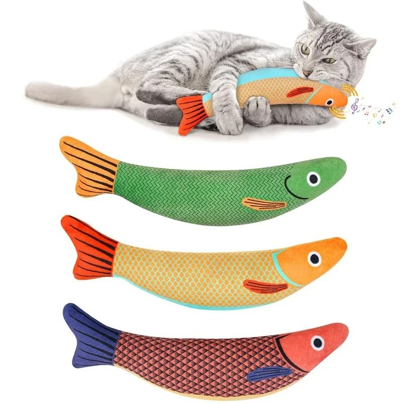 3D Simulation Catnip Interactive Plush Fish Toy
