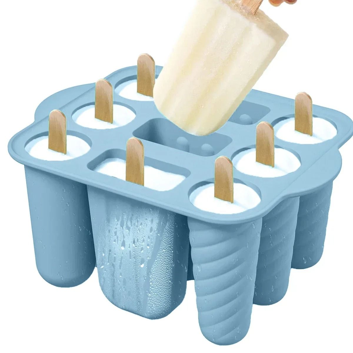 Reusable Silicone Popsicle Molds with Wooden Sticks